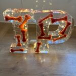 Resin letters with dog bones and lights