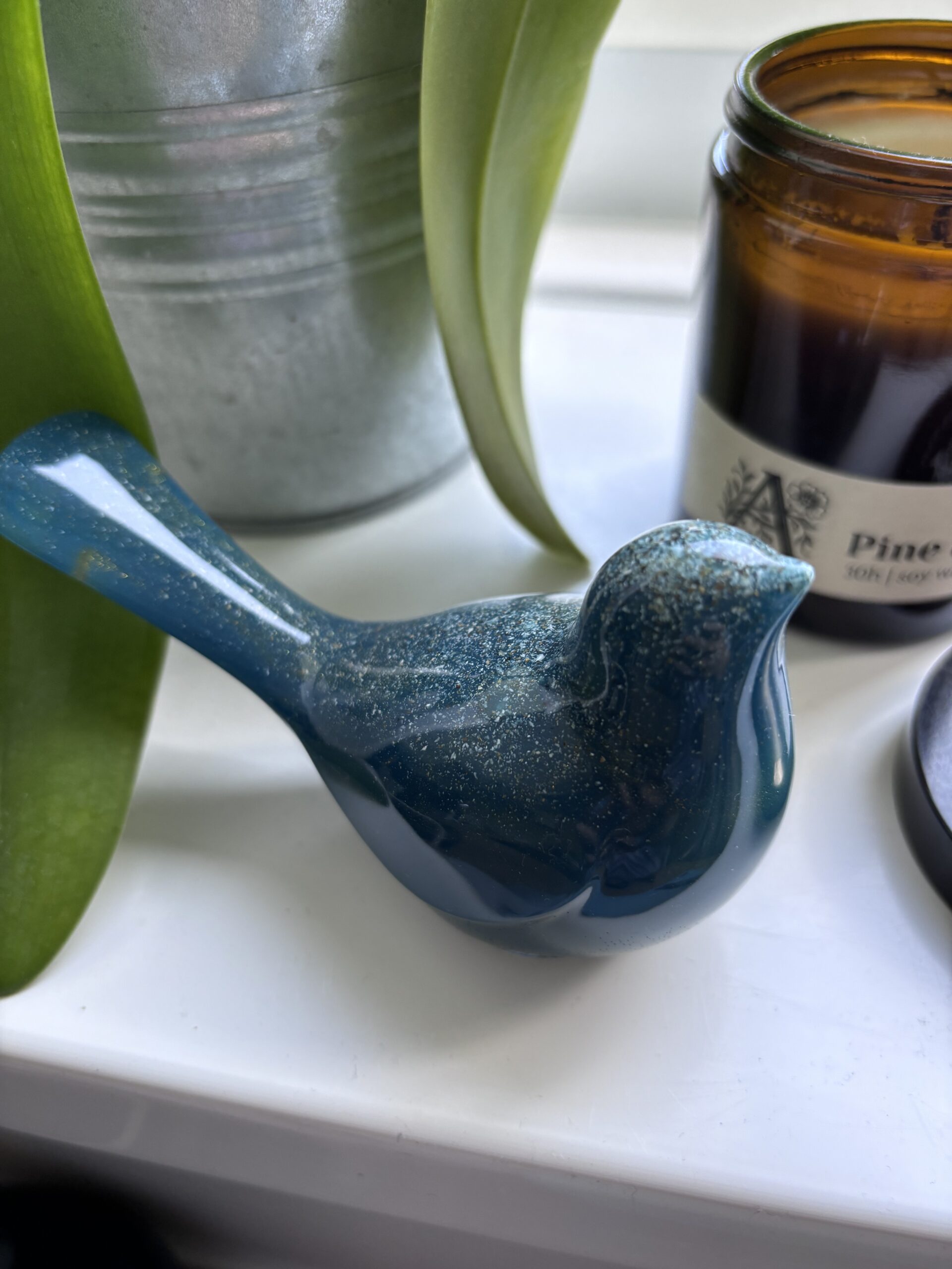 Cremation ashes in resin bird